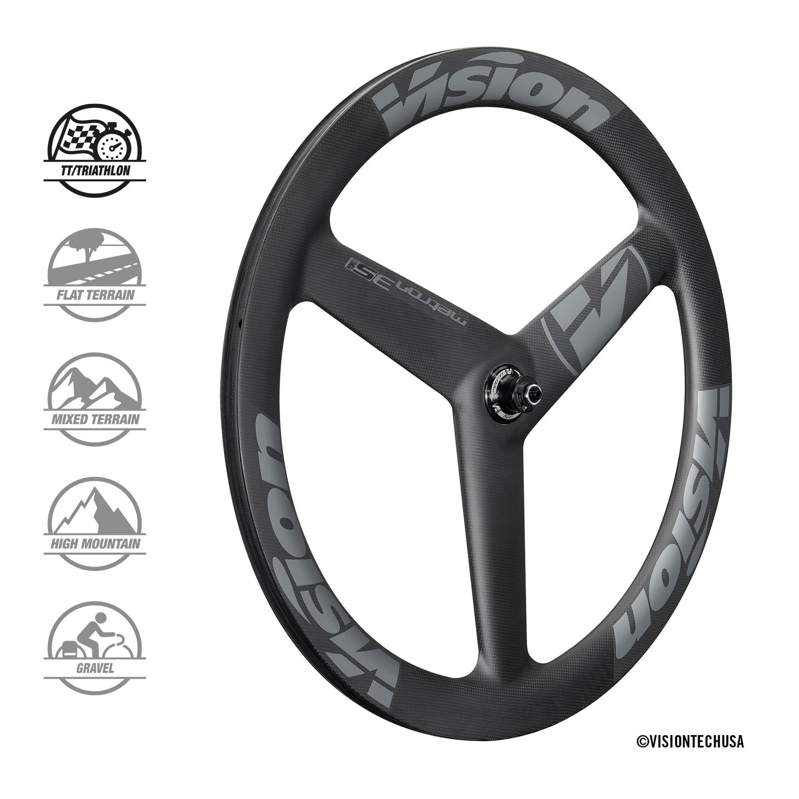 metron_3spoke_db_chtlr_front_1 (1 Cặp) Bánh 3 đao Vision Metron 3 Spokes Disc Brake - Clincher/TLR - Ảnh 1